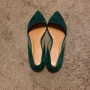 JCrew emerald green suede D’orsay flats. Size 11